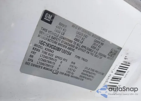 2011 Chevrolet Silverado 2500Hd Work Truck z USA, uszkodzony, nr VIN 1GC1KVCG0BF130154